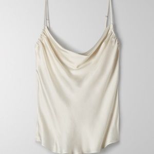 Aritzia Ivory Satin Allusion Camisole Top